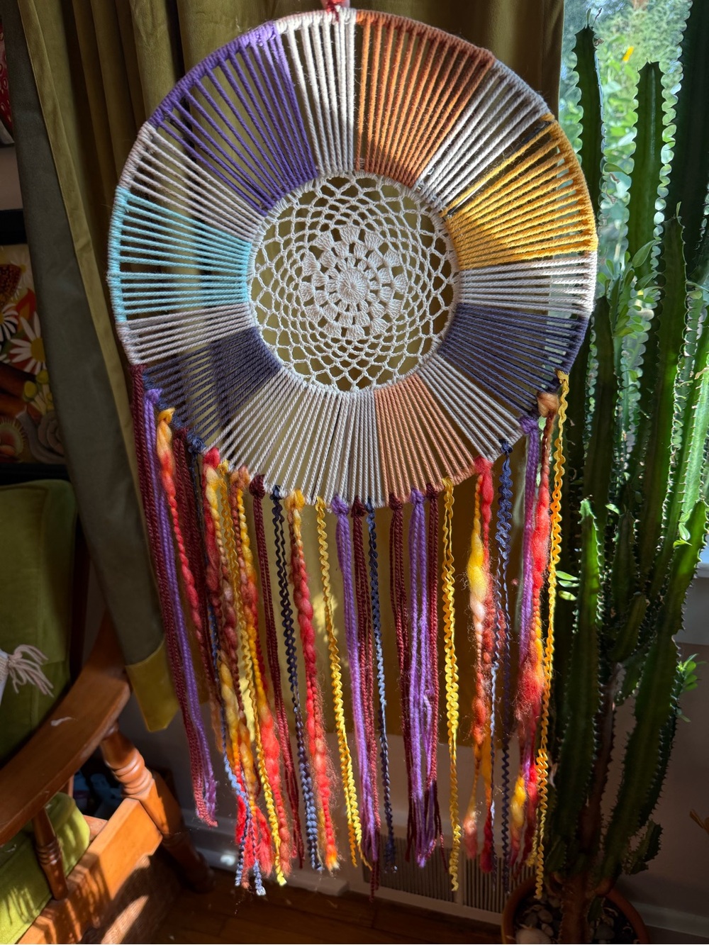 Handmade Multicolor Yarn Dreamcatcher Wall Hanging